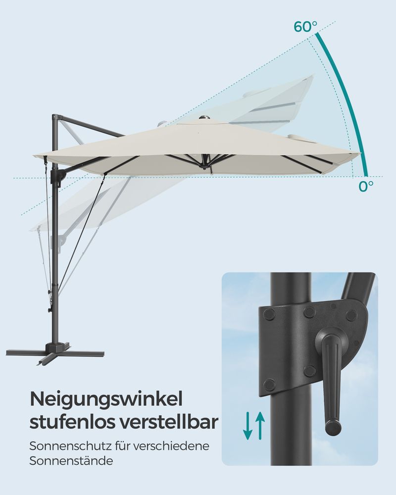 Ampelschirm 270 x 270 cm - Stufenlos verstellbar und 360° drehbar