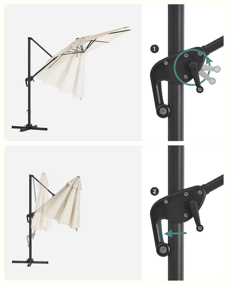 Freiarm-Sonnenschirm Ø300 cm – Verstellbar & UV-Schutz – 360° drehbar