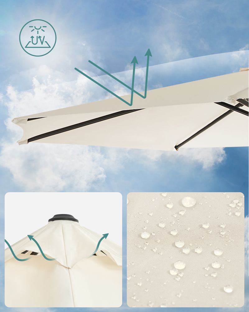 Freiarm-Sonnenschirm Ø300 cm – Verstellbar & UV-Schutz – 360° drehbar
