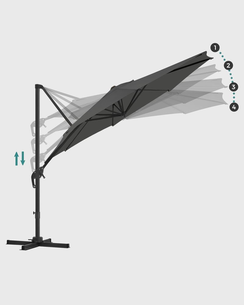 Freiarm-Sonnenschirm Ø300 cm – Verstellbar & UV-Schutz – 360° drehbar