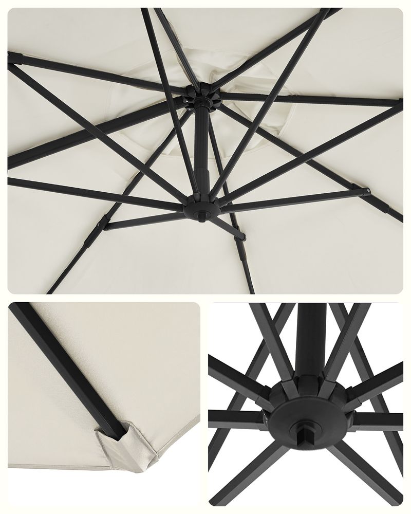 Freiarm-Sonnenschirm Ø300 cm – Verstellbar & UV-Schutz – 360° drehbar