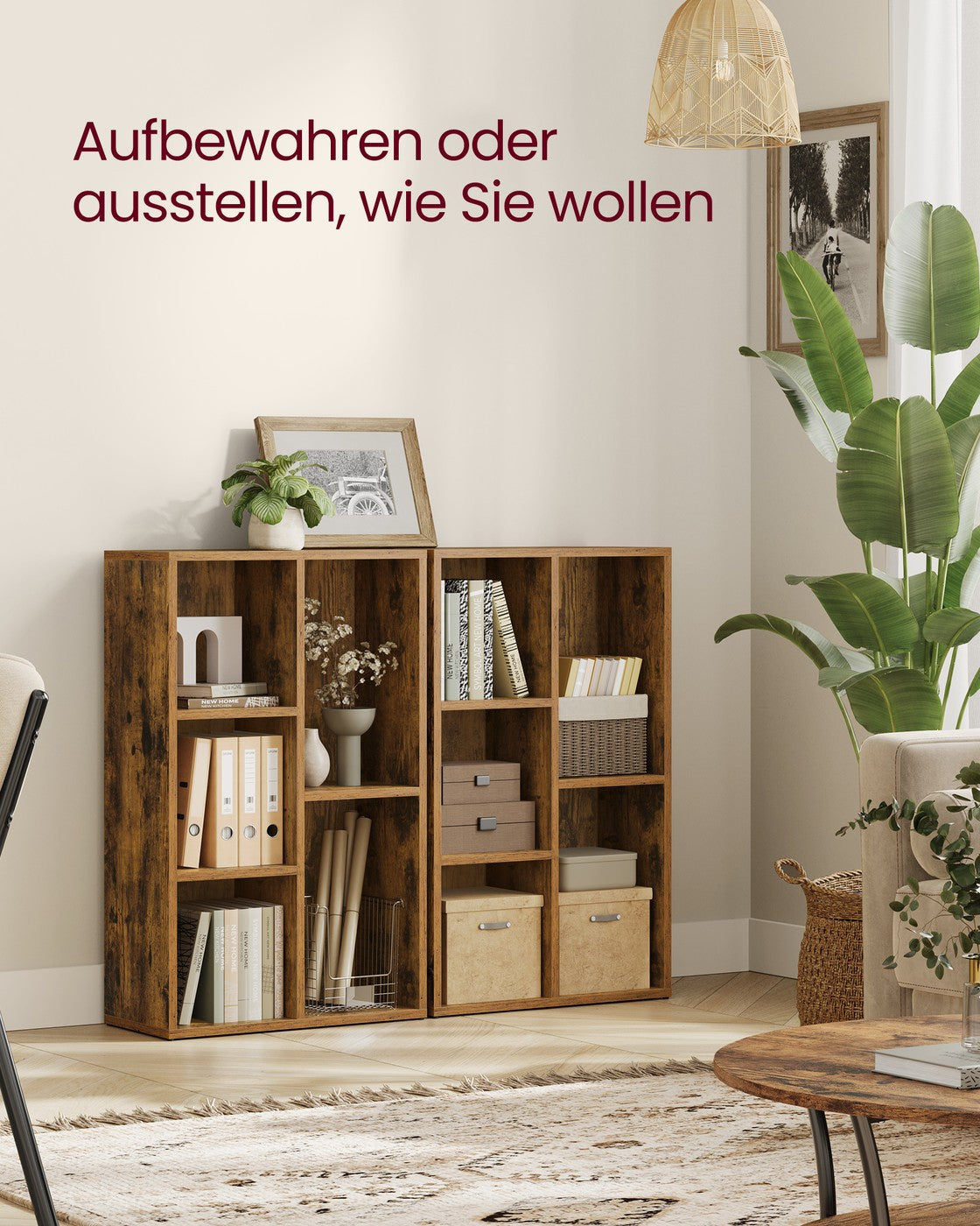 Bücherregal – Aufbewahrungsschrank – 5 oder 7 Fächer – 50 x 24 x 80 oder 106 cm