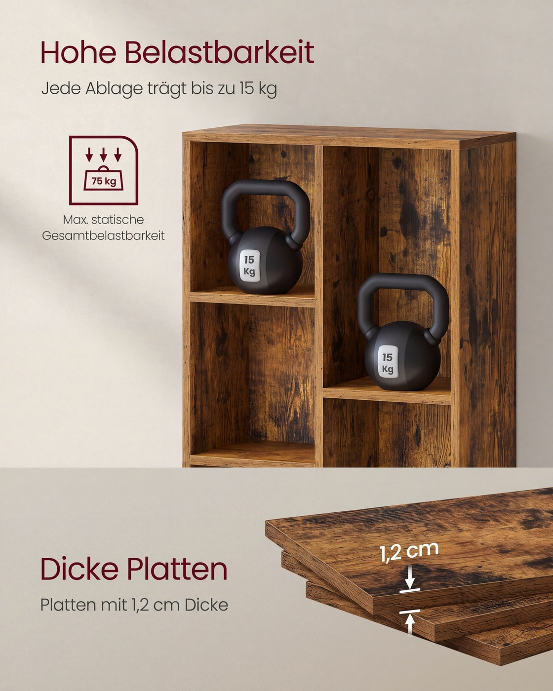 Bücherregal – Aufbewahrungsschrank – 5 oder 7 Fächer – 50 x 24 x 80 oder 106 cm