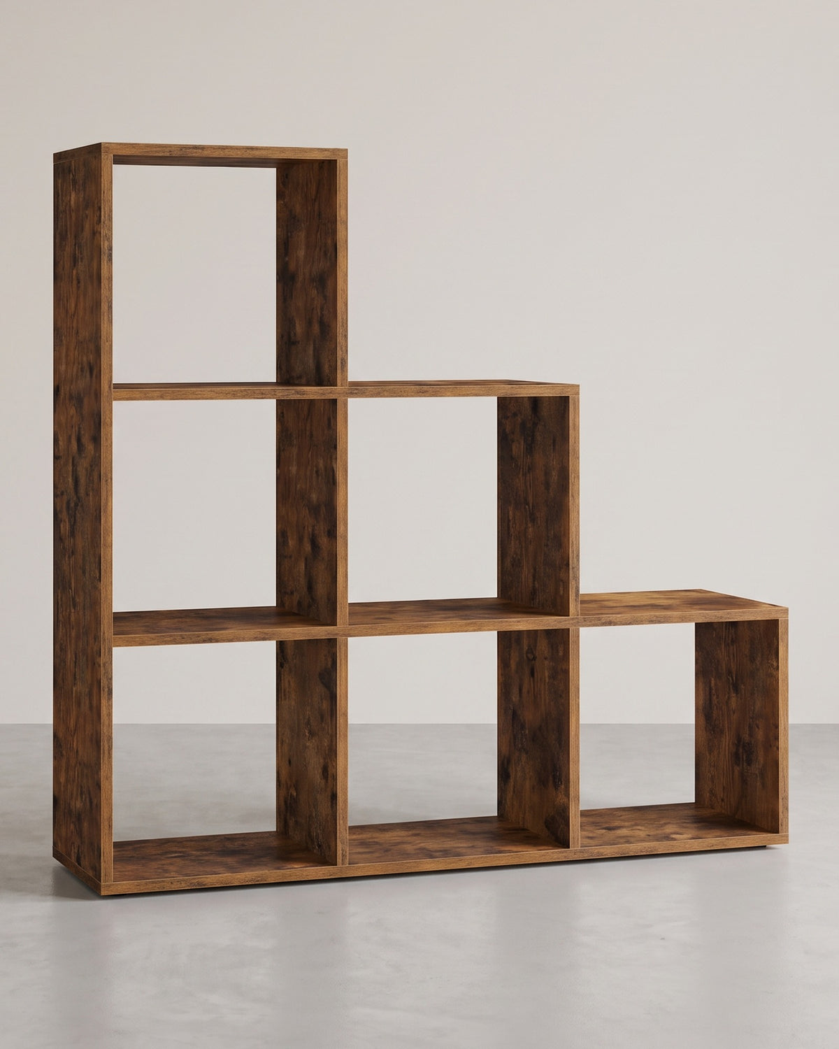 Bücherregal mit 10 Fächern – Treppenförmiges Design – Aufbewahrungsschrank – 129,5 x 29 x 129,5 cm