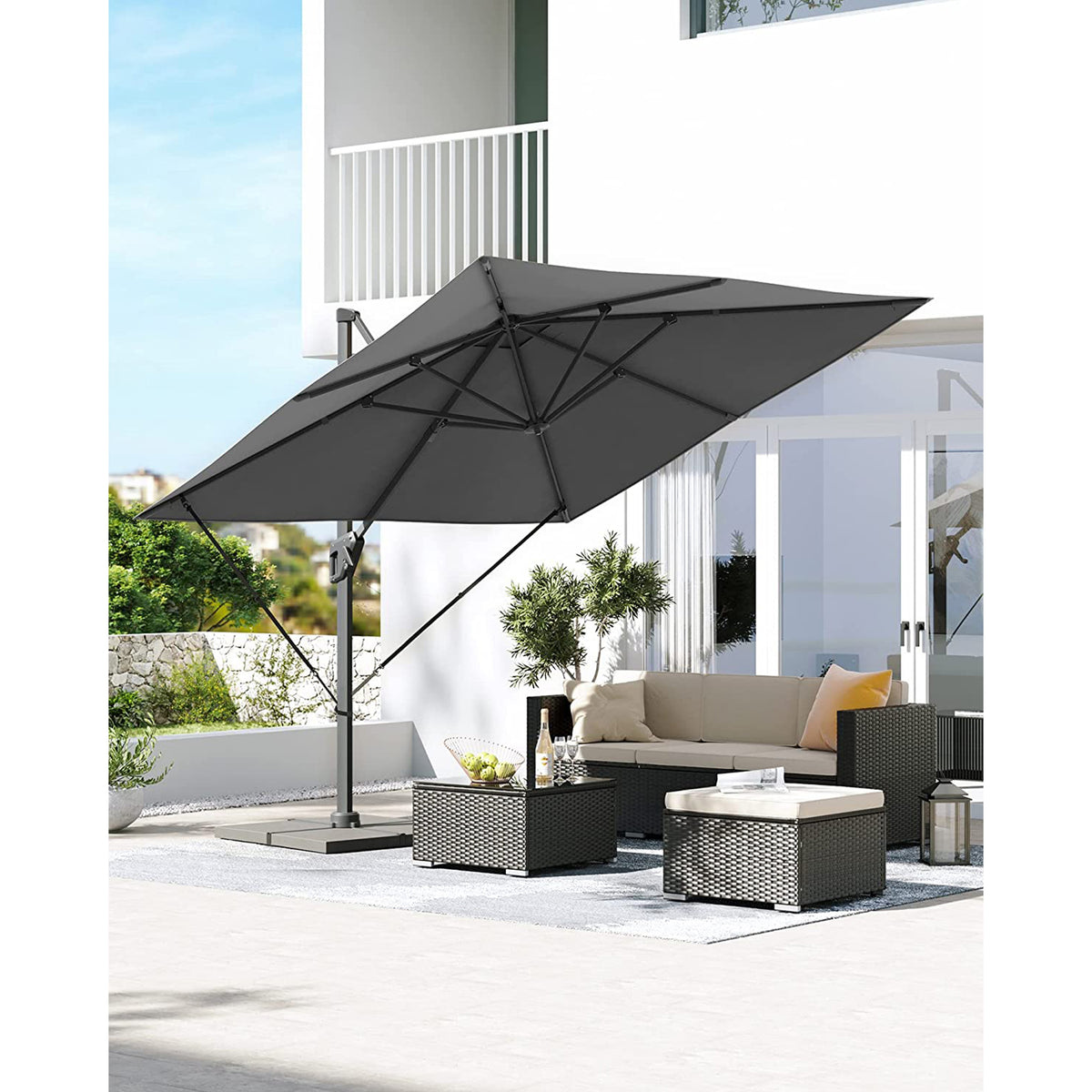 Ampelschirm 290 x 290 cm - Stufenlos verstellbar - Neigbar und 360° Drehfunktion