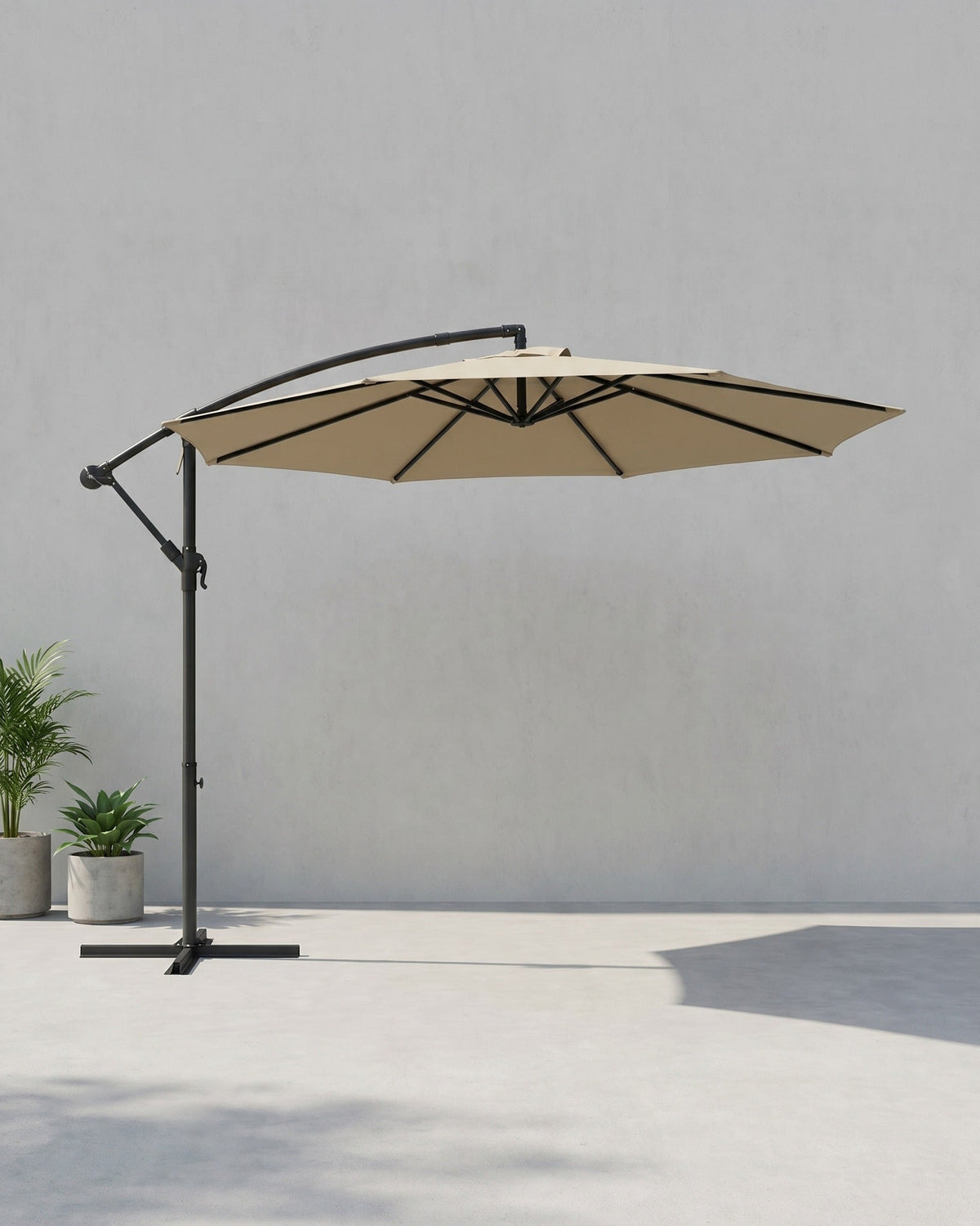 Freiarmschirm mit Ständer – Gartenschirm mit UV-Schutz UPF 50+ – mit Kurbel – für Balkon, Terrasse und Garten