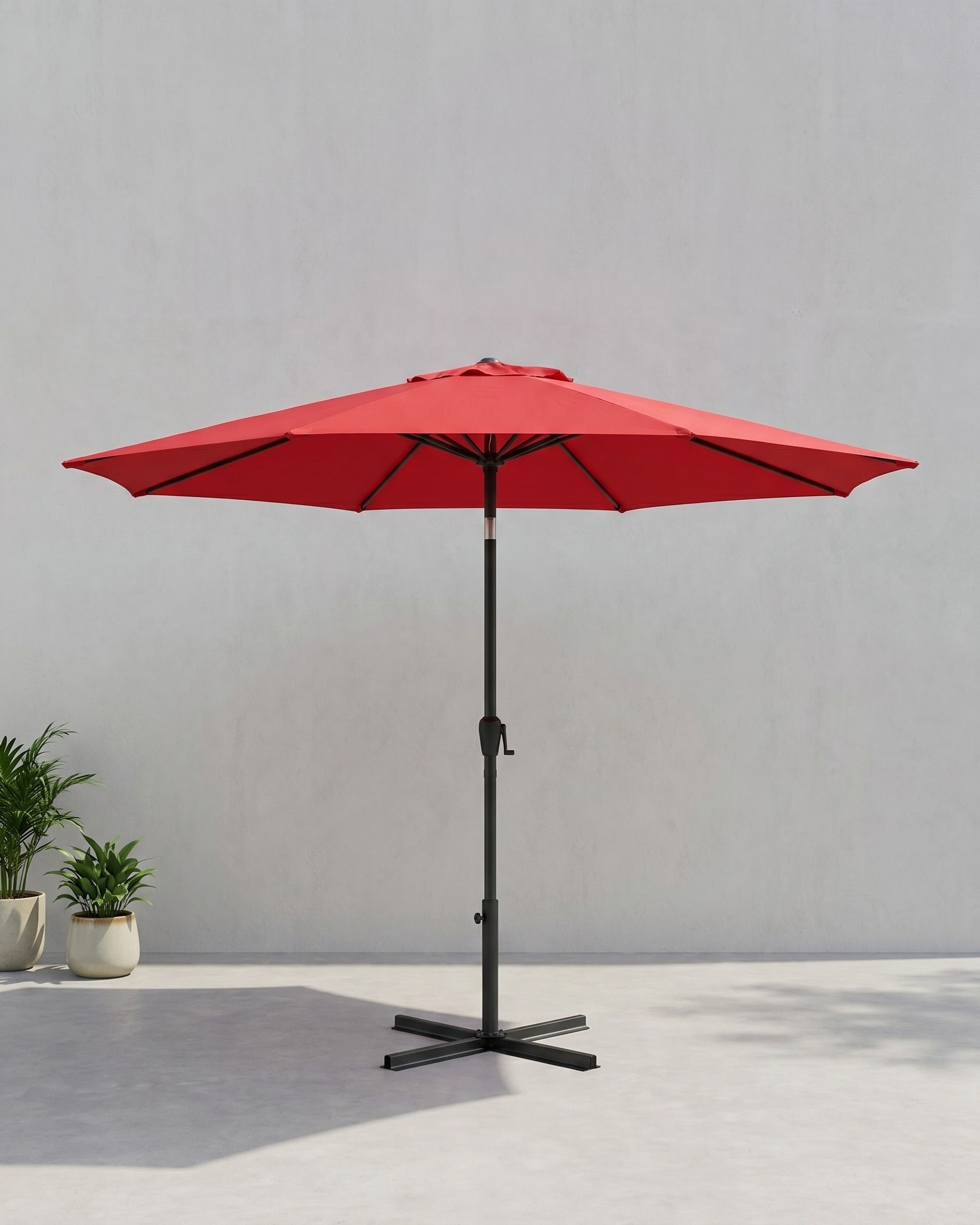 Freiarmschirm mit Ständer – Gartenschirm mit UV-Schutz UPF 50+ – mit Kurbel – für Balkon, Terrasse und Garten