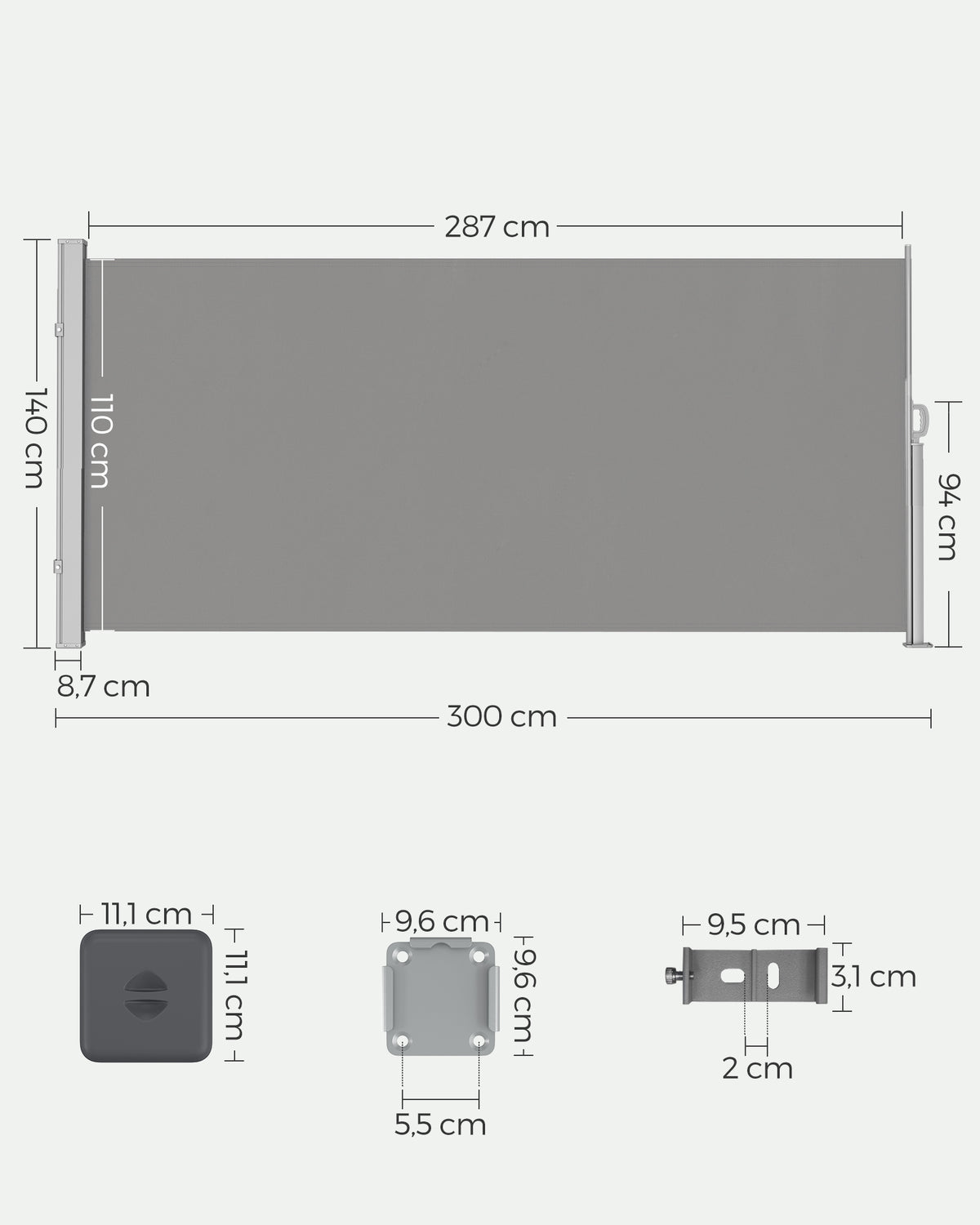 Gartensichtschutz 140 cm hoch - Ausziehbarer Balkonsichtschutz - Sonnenschutz