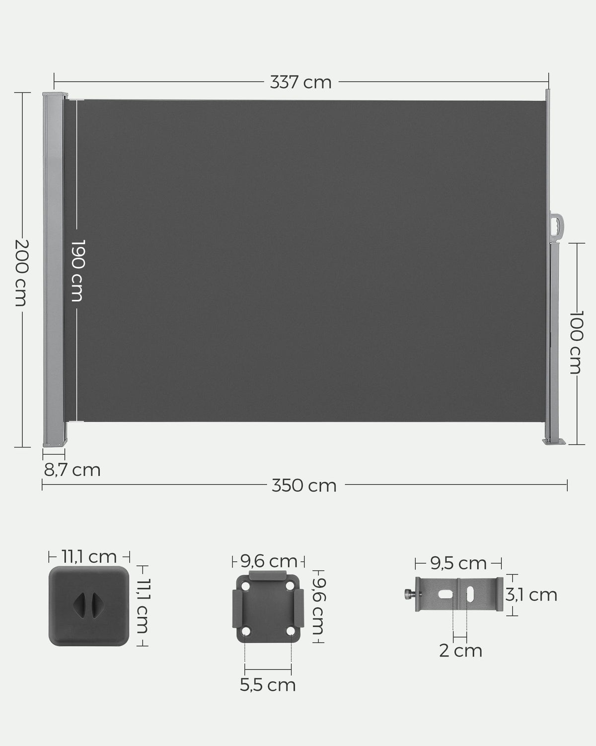 Gartensichtschutz 140 cm hoch - Ausziehbarer Balkonsichtschutz - Sonnenschutz