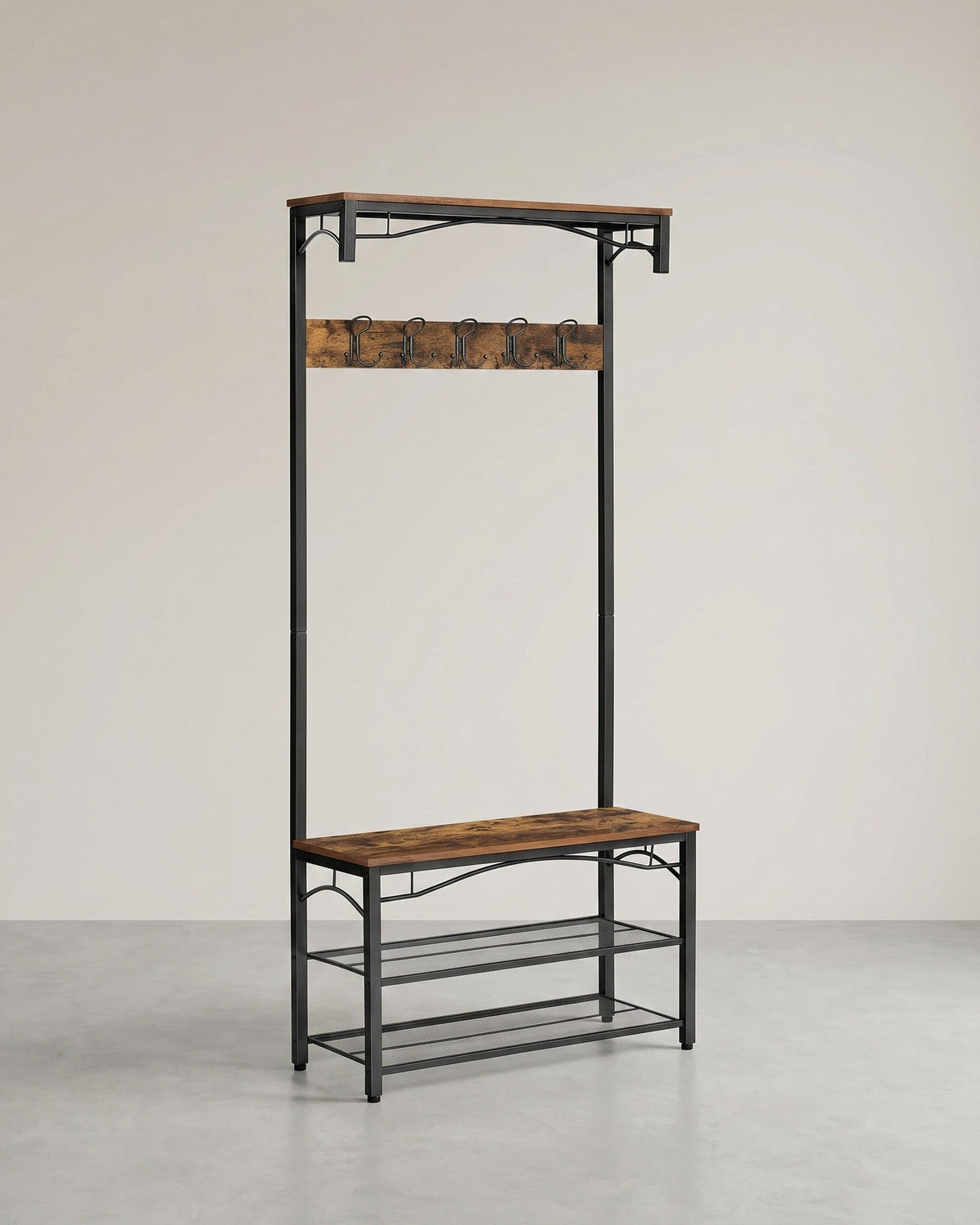 Garderobe mit Schuhablage und Sitzbank - Industriedesign - Flurmöbel 80 cm breit