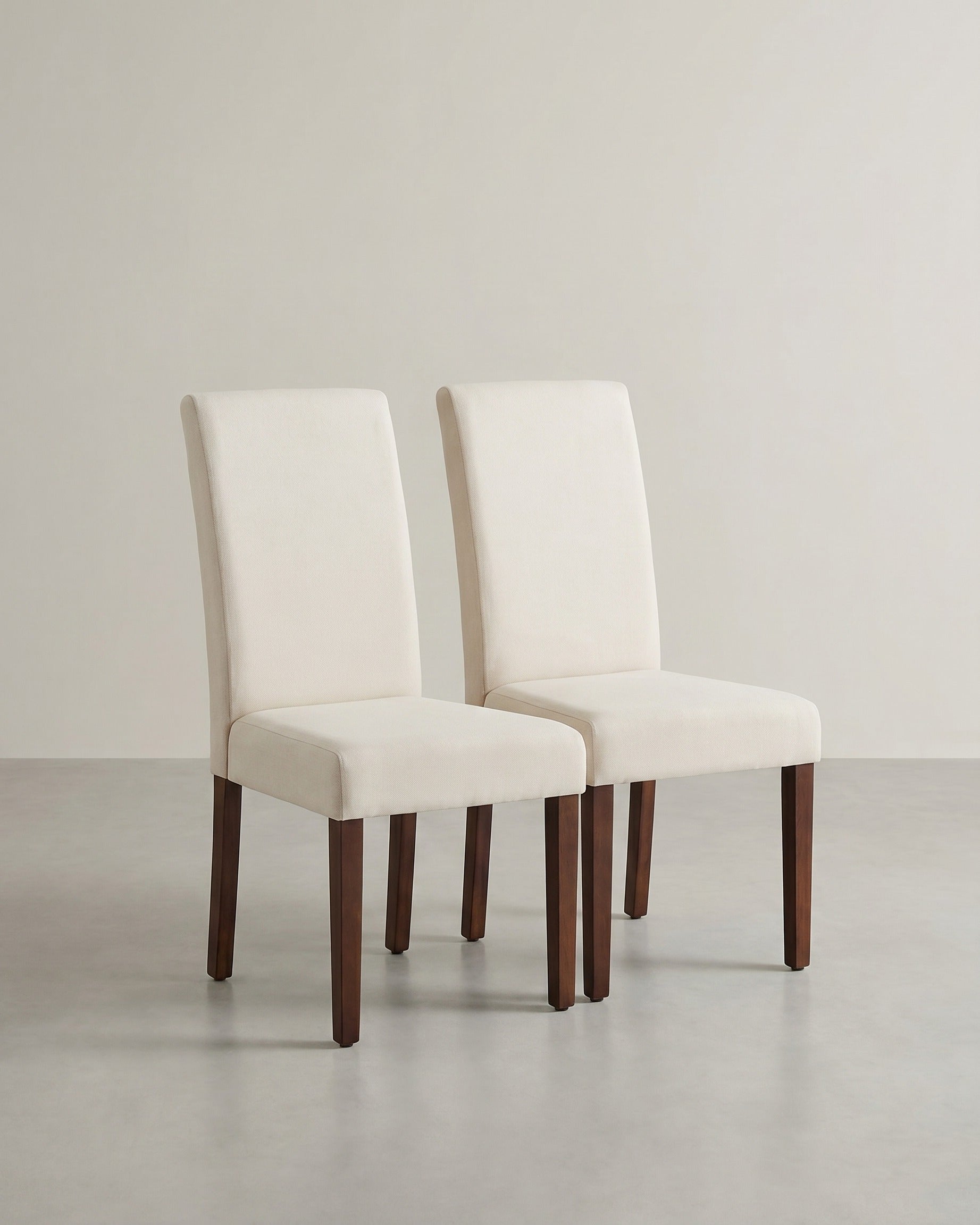 Esszimmerstühle, 2er-Set – Gepolsterter Sitz – Holzbeine – Ergonomische Rückenlehne – Klassisches Design – Beige