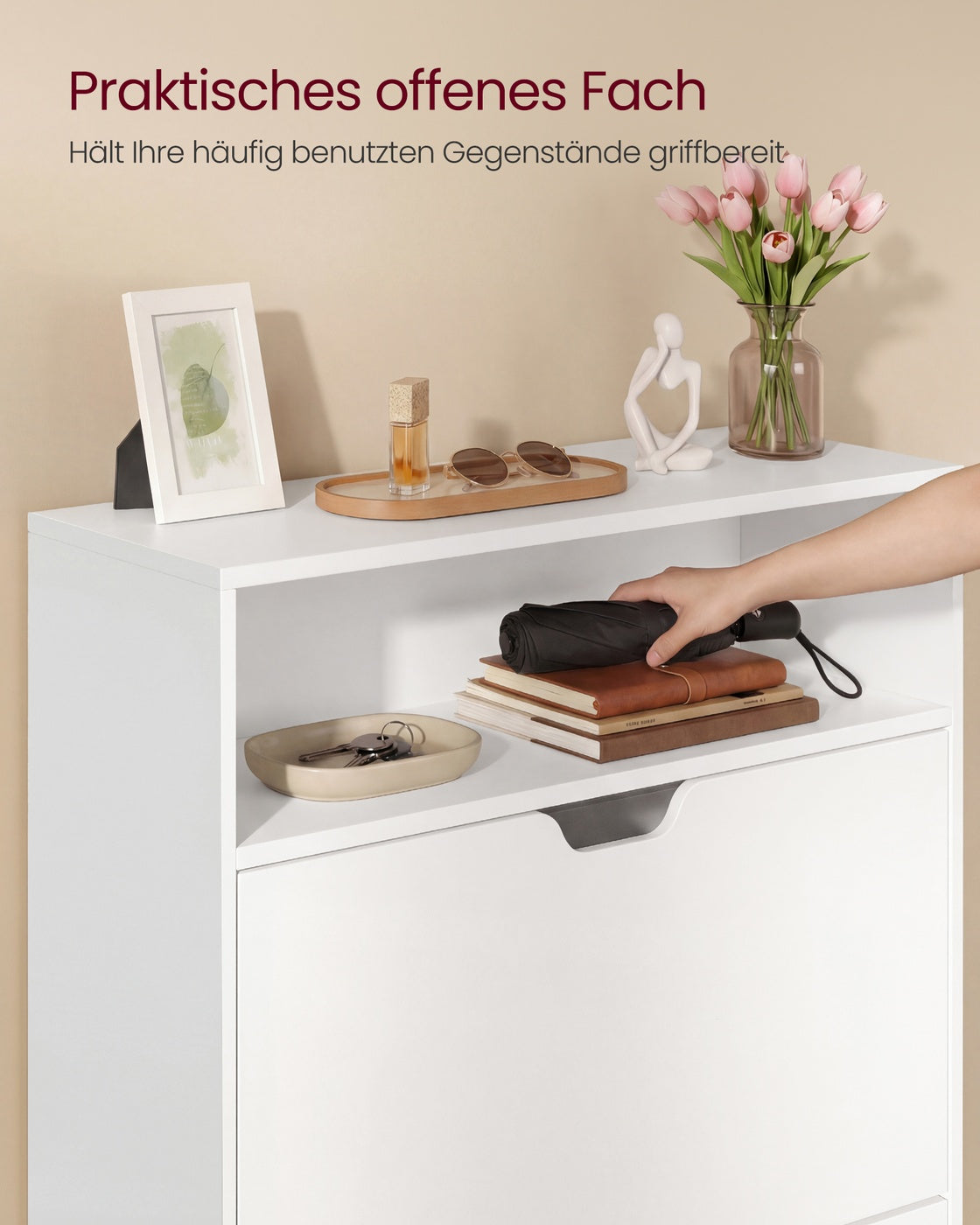 Schuhschrank – Platzsparendes Design – Für 11–16 Paar Schuhe – Verstellbare Aufteilung – 80 cm breit