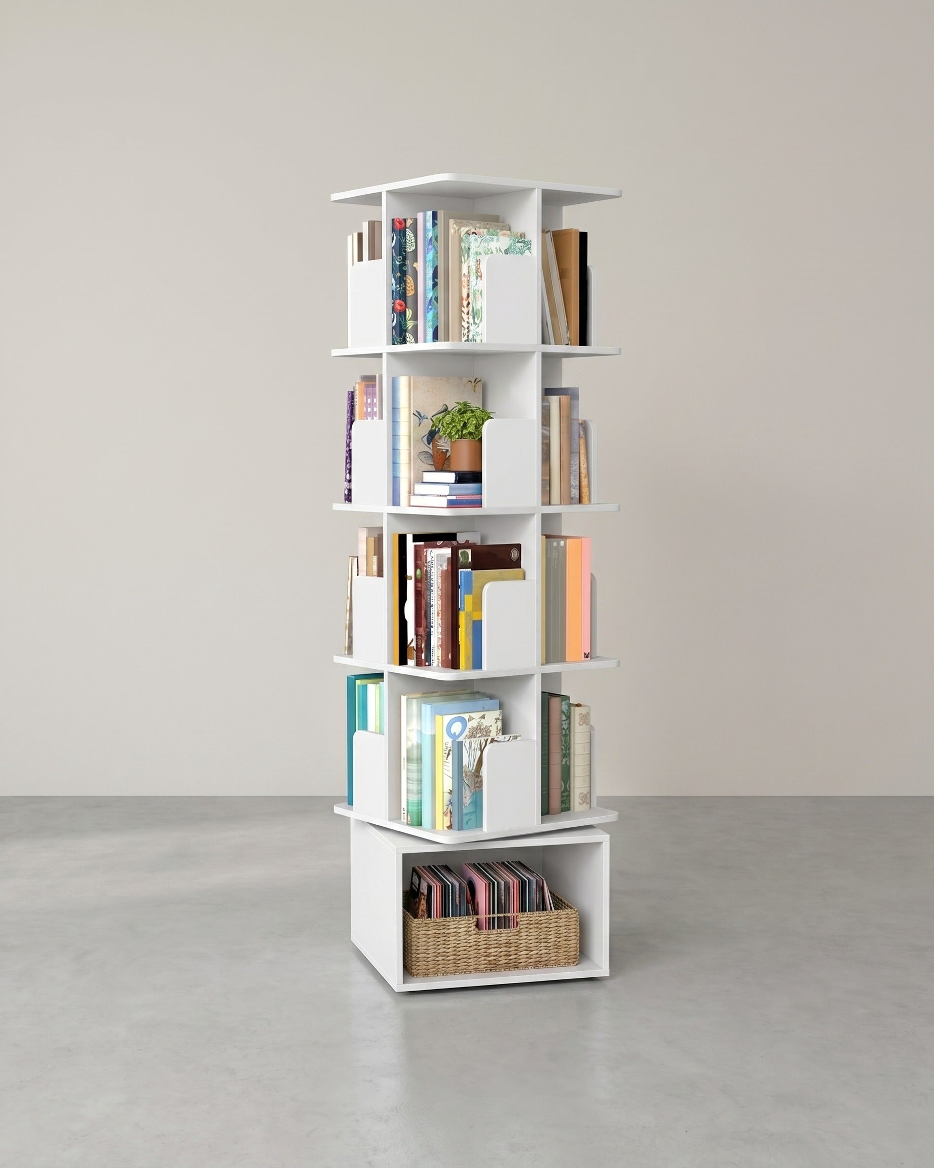 Drehbares Bücherregal - Custos Kollektion - 5 Ebenen - Offene Fächer