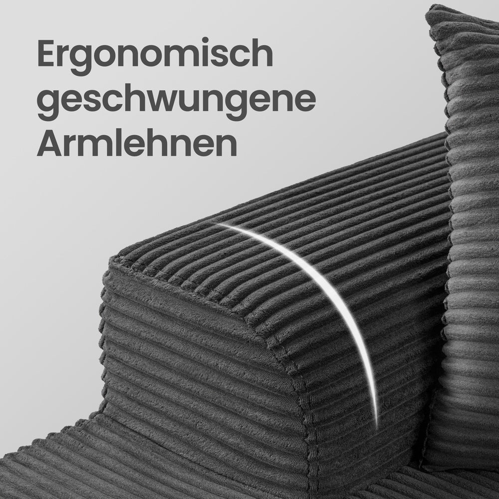 Modulares Ecksofa mit Chaiselongue – Schlafsofa – Cordstoff – Keine Montage erforderlich – Links oder Rechts