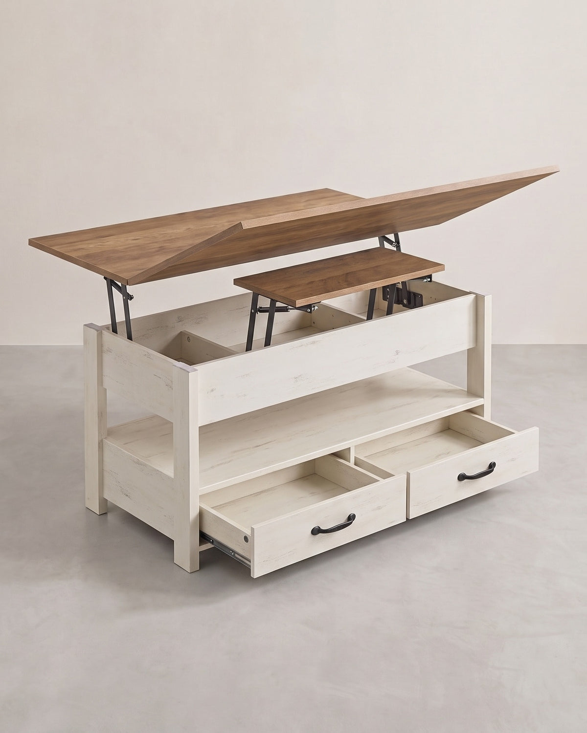 Couchtisch mit Klappplatte und verstecktem Stauraum – Multifunktional, verstellbar und modernes Design – 100 cm breit