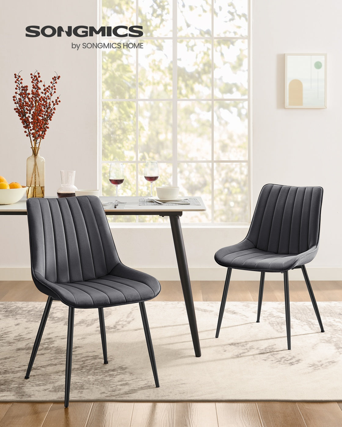 Esszimmerstuhl 2er-Set – ergonomisches Design – bequeme Polsterung – Stahlbeine