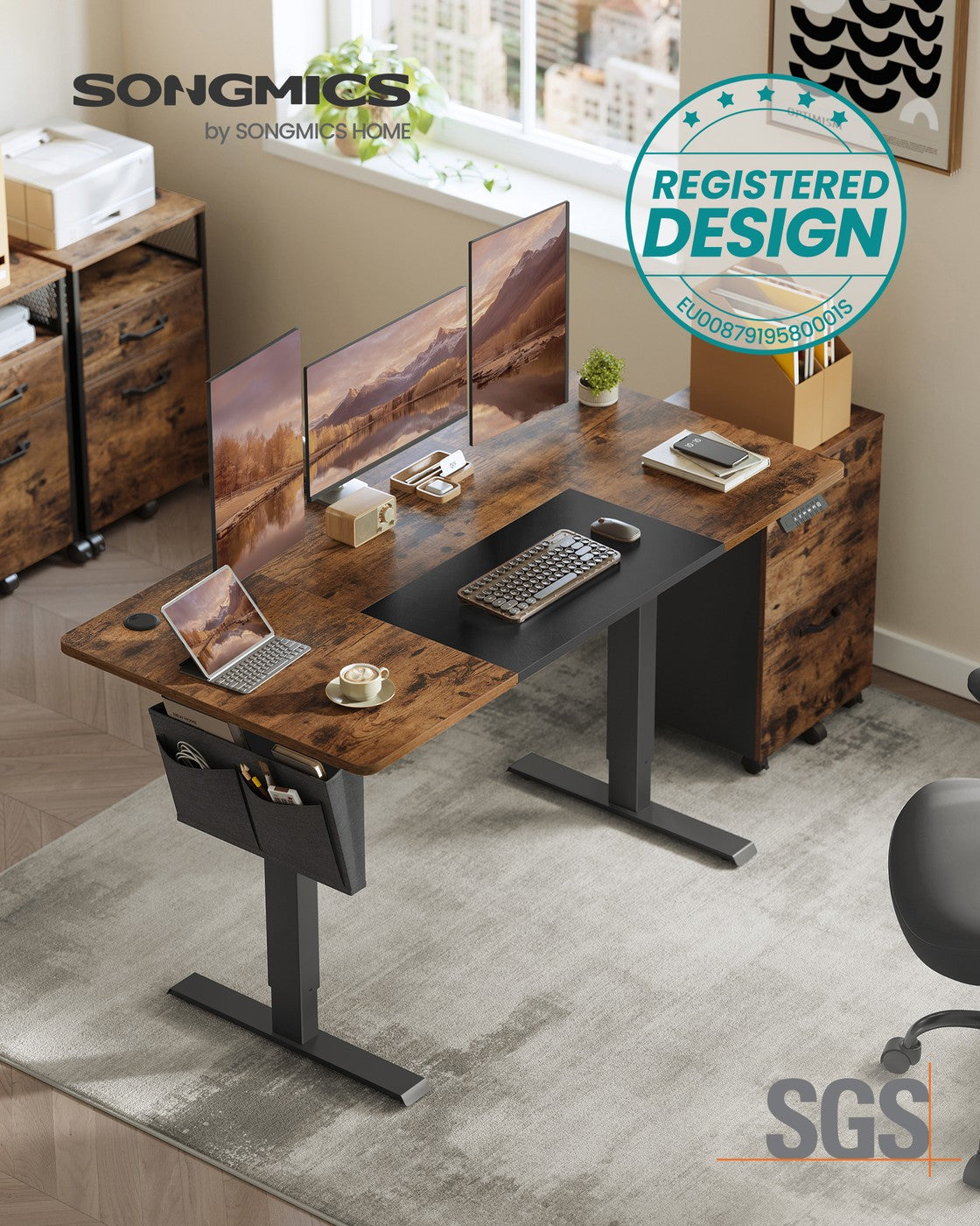 Elektrisch höhenverstellbarer Schreibtisch – 4 Speicherplätze – USB-C-Schnellladefunktion – 120 bis 180 x 80 cm