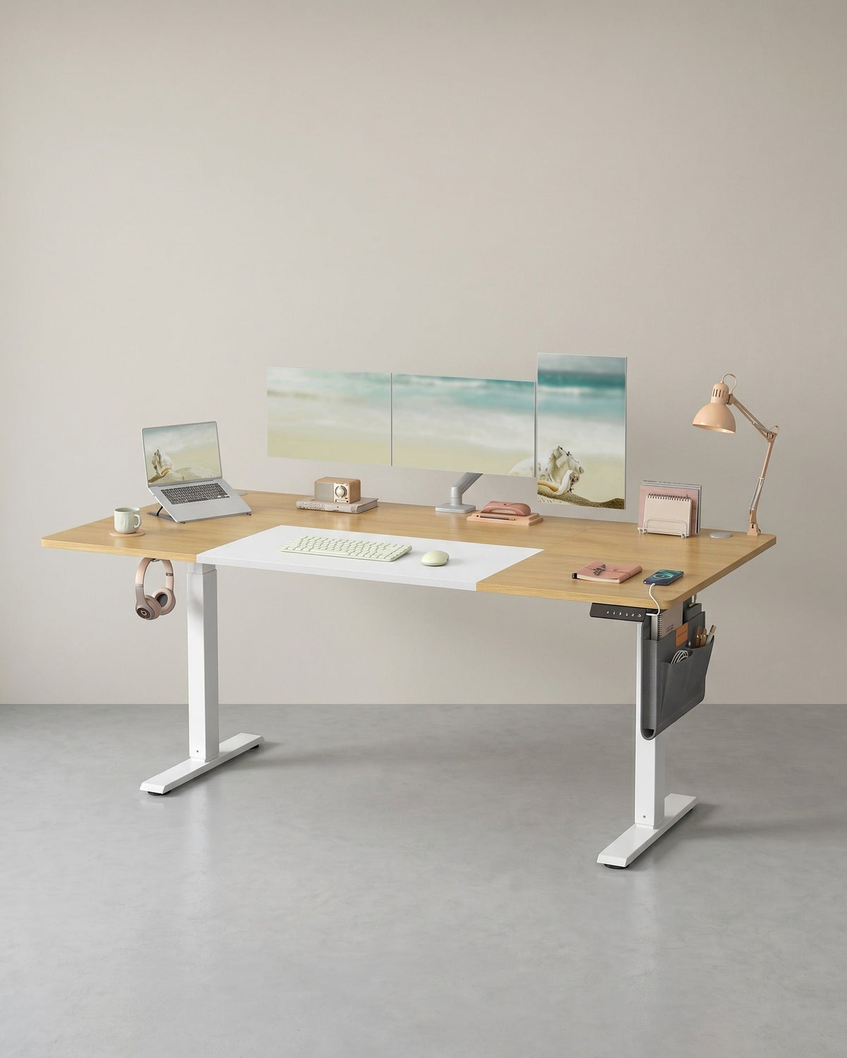 Elektrisch höhenverstellbarer Schreibtisch – 4 Speicherplätze – USB-C-Schnellladefunktion – 120 bis 180 x 80 cm
