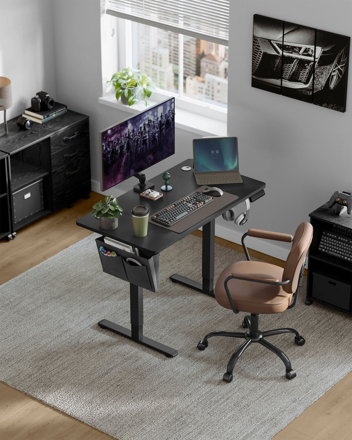 Elektrisch höhenverstellbarer Schreibtisch – 4 Speicherplätze – USB-C-Schnellladefunktion – 120 bis 180 x 80 cm