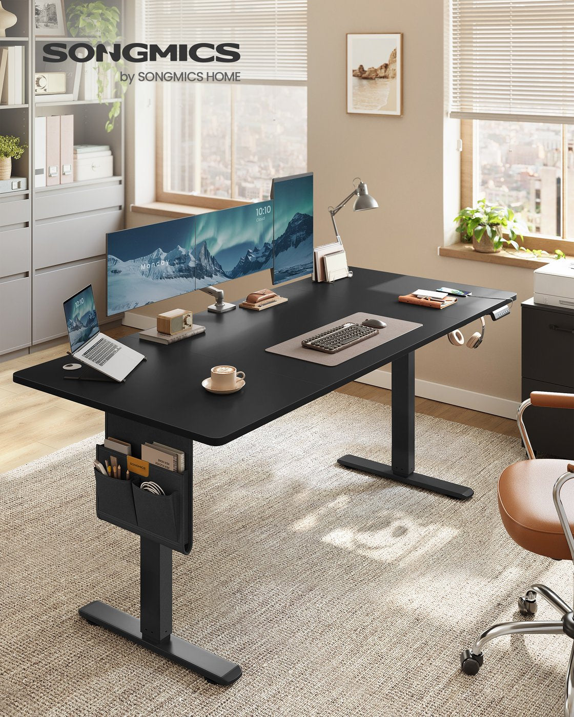 Elektrischer Sitz-Steh-Schreibtisch 180 x 80 cm – höhenverstellbar – mit Kabelmanagement