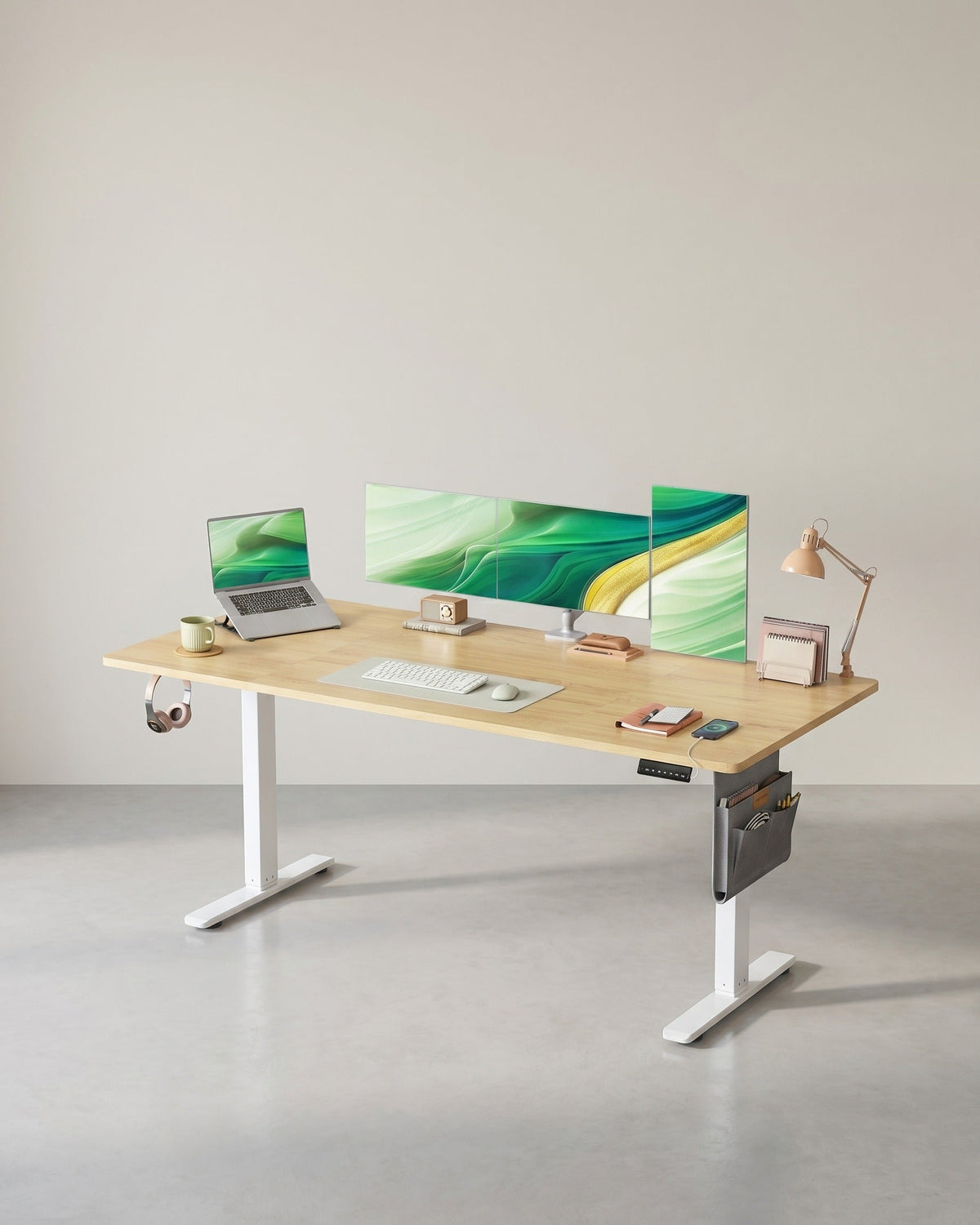 Elektrisch höhenverstellbarer Schreibtisch – 4 Speicherplätze – USB-C-Schnellladefunktion – 120 bis 180 x 80 cm