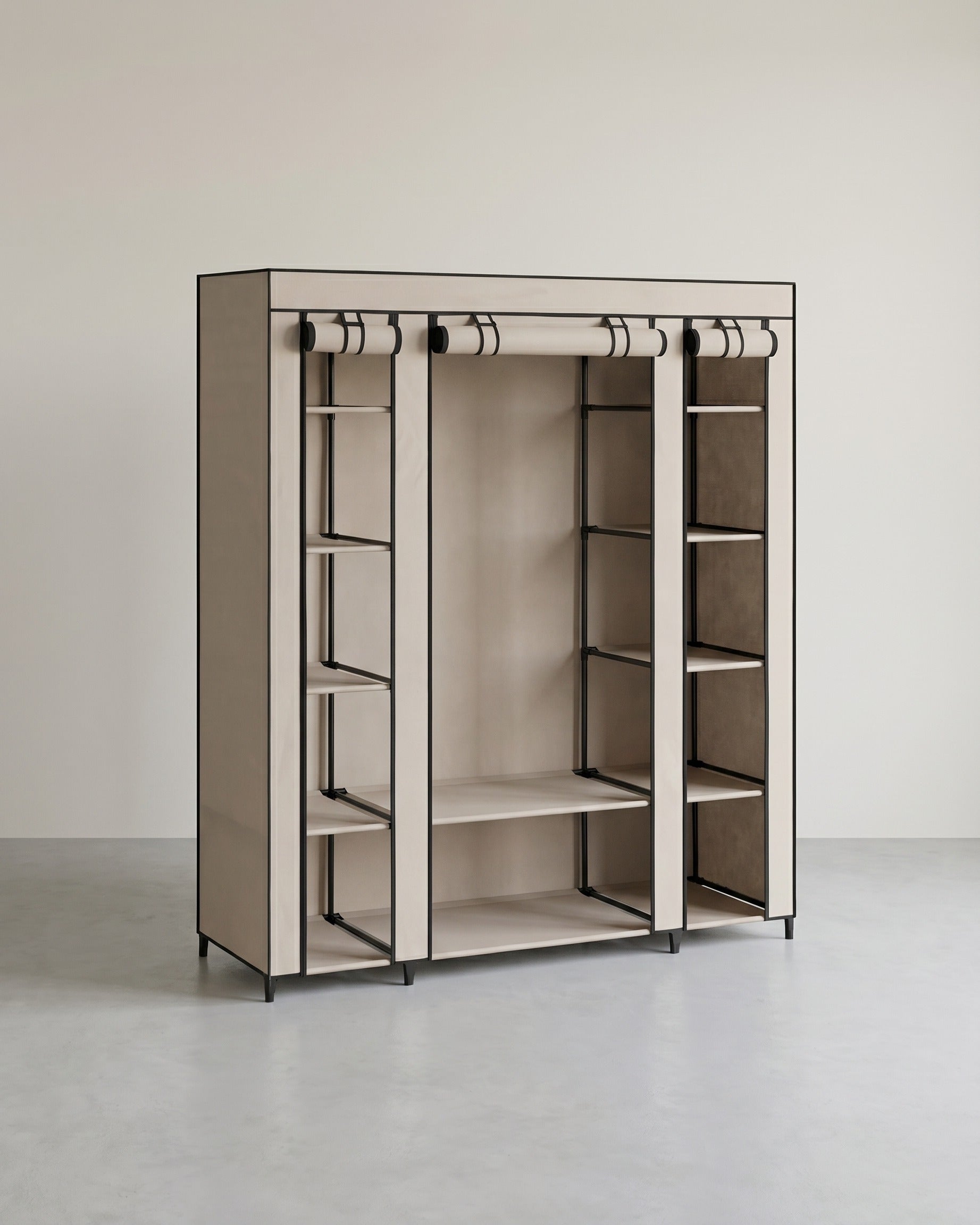 Faltbarer Kleiderschrank – praktischer Schlafzimmerschrank – platzsparend – Taupe
