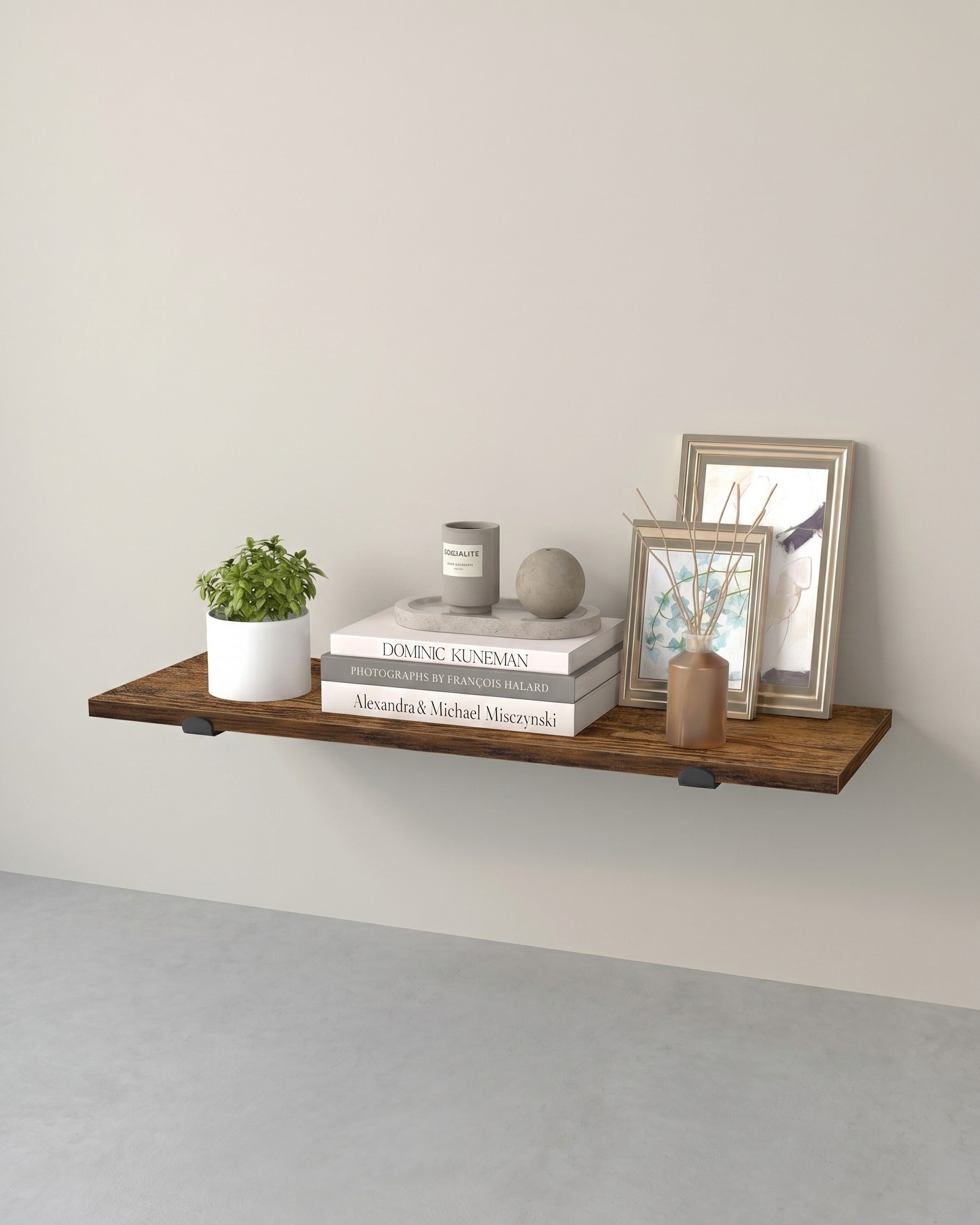 Wandregal 20 x 60 cm - Schwebendes Regal In Holzoptik - Bis Zu 10 kg Belastbar