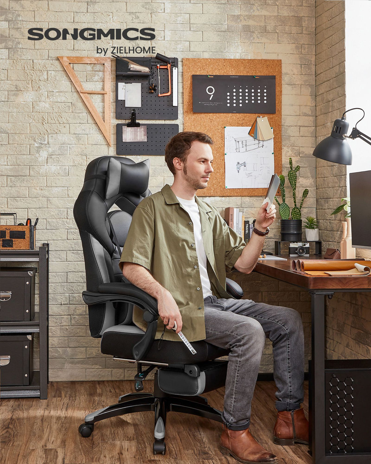 Gaming-Stuhl mit Fußstütze – ergonomisch – neigbar – höhenverstellbar