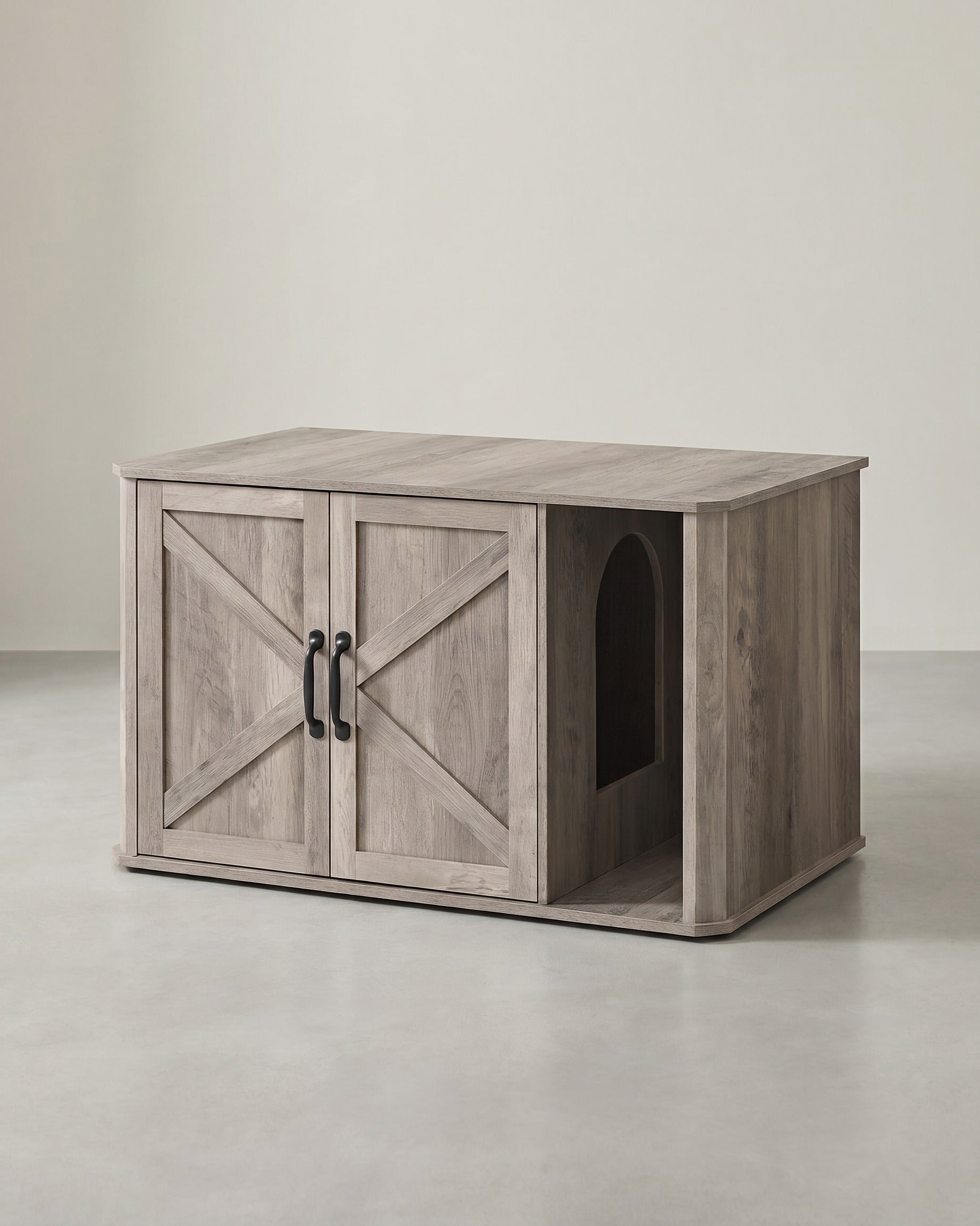 Katzentoilette – Modernes Design – Doppeltür – Griffe – 85 x 48,5 x 50 cm – Spanplatte