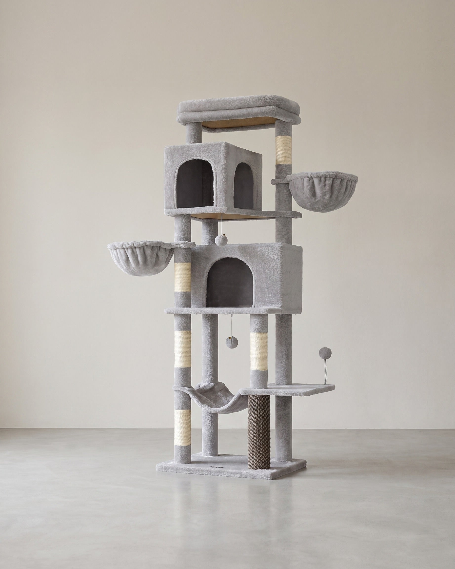 Luxus-Kratzbaum Mit Mehreren Etagen – Komfortables Katzenhaus Mit Hängematte, Kratzstämmen und Spielzubehör