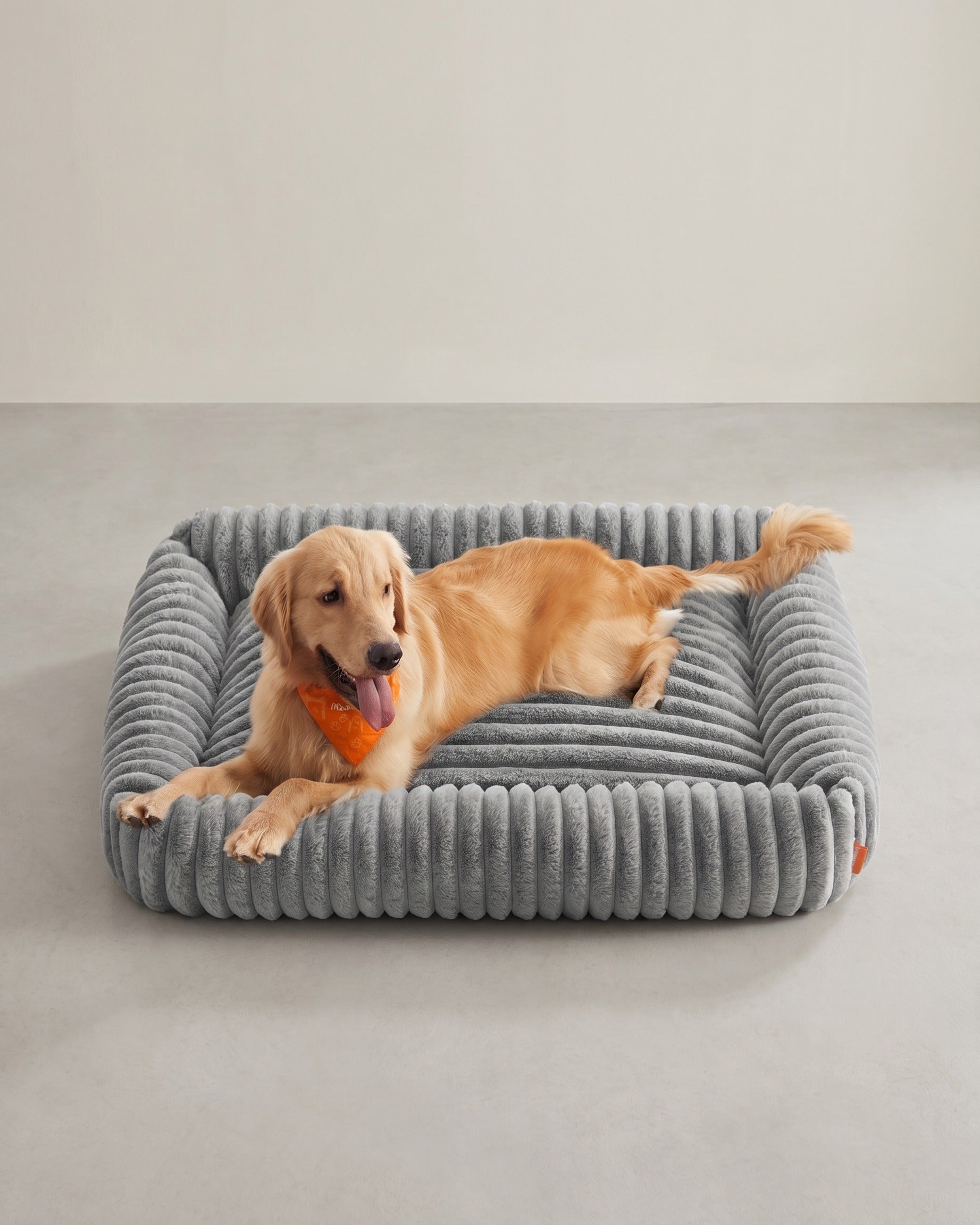Hundebett – Mittelgroß Orthopädisch – Waschbar – Weiches Geripptes Kunstkaninchenfell – 71 x 55 x 18 cm – 1,7 kg