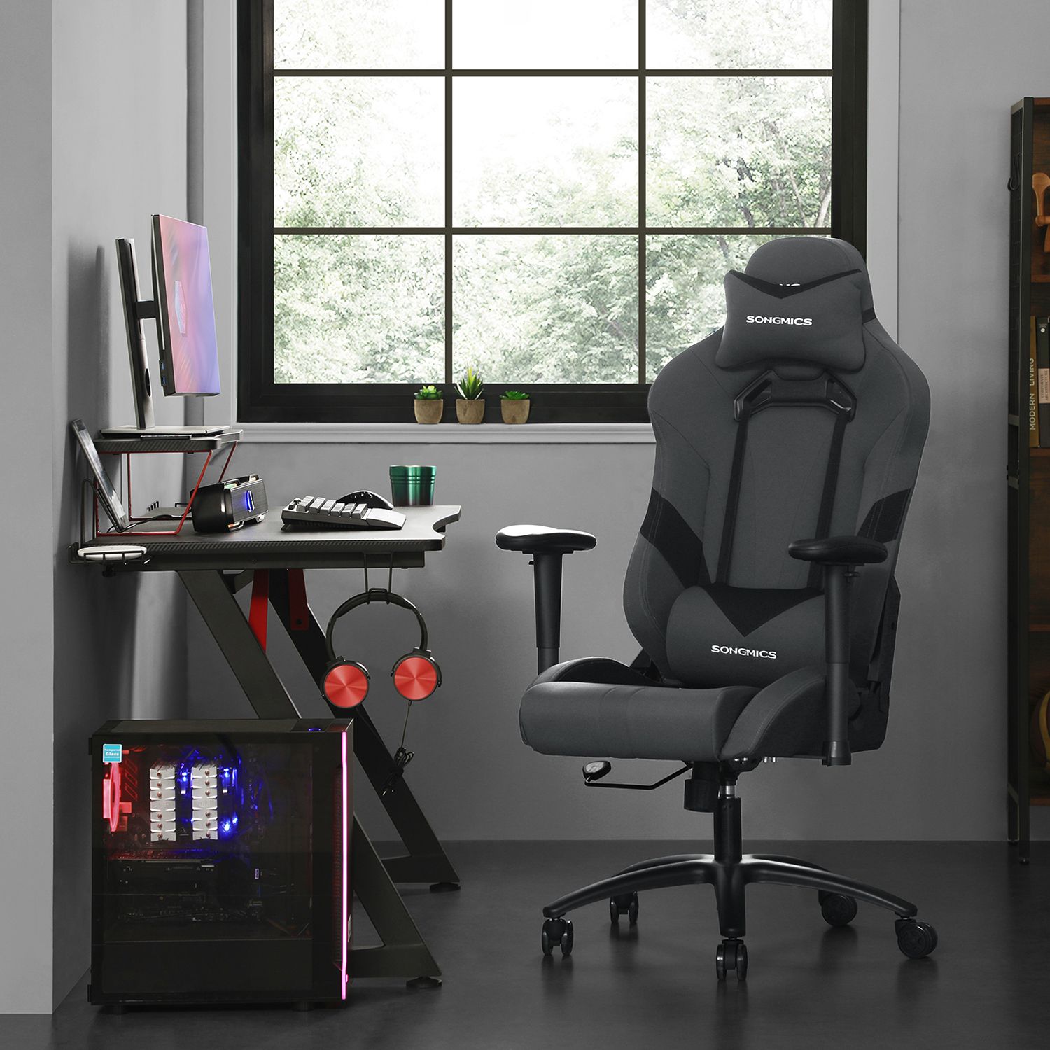 Ergonomischer Gaming-Stuhl – Verstellbarer Bürostuhl – Grau