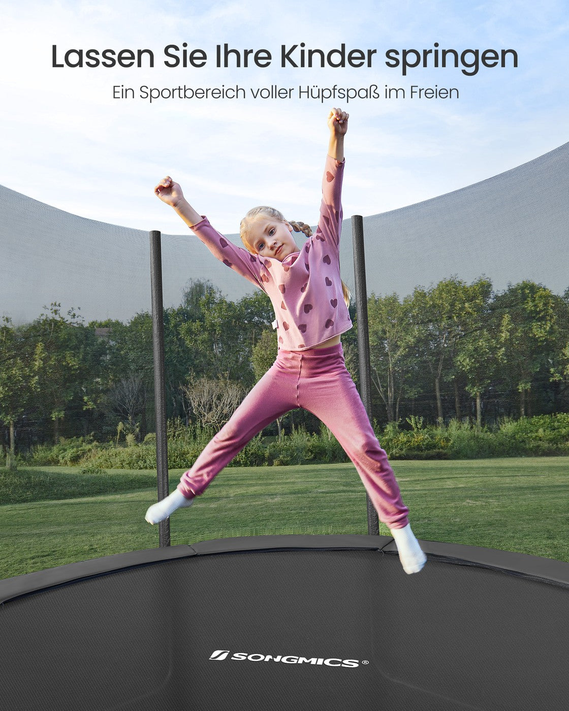 XXL Trampolin Mit Sicherheitsnetz - Gerade Stangen - Belastbar Bis 150 kg