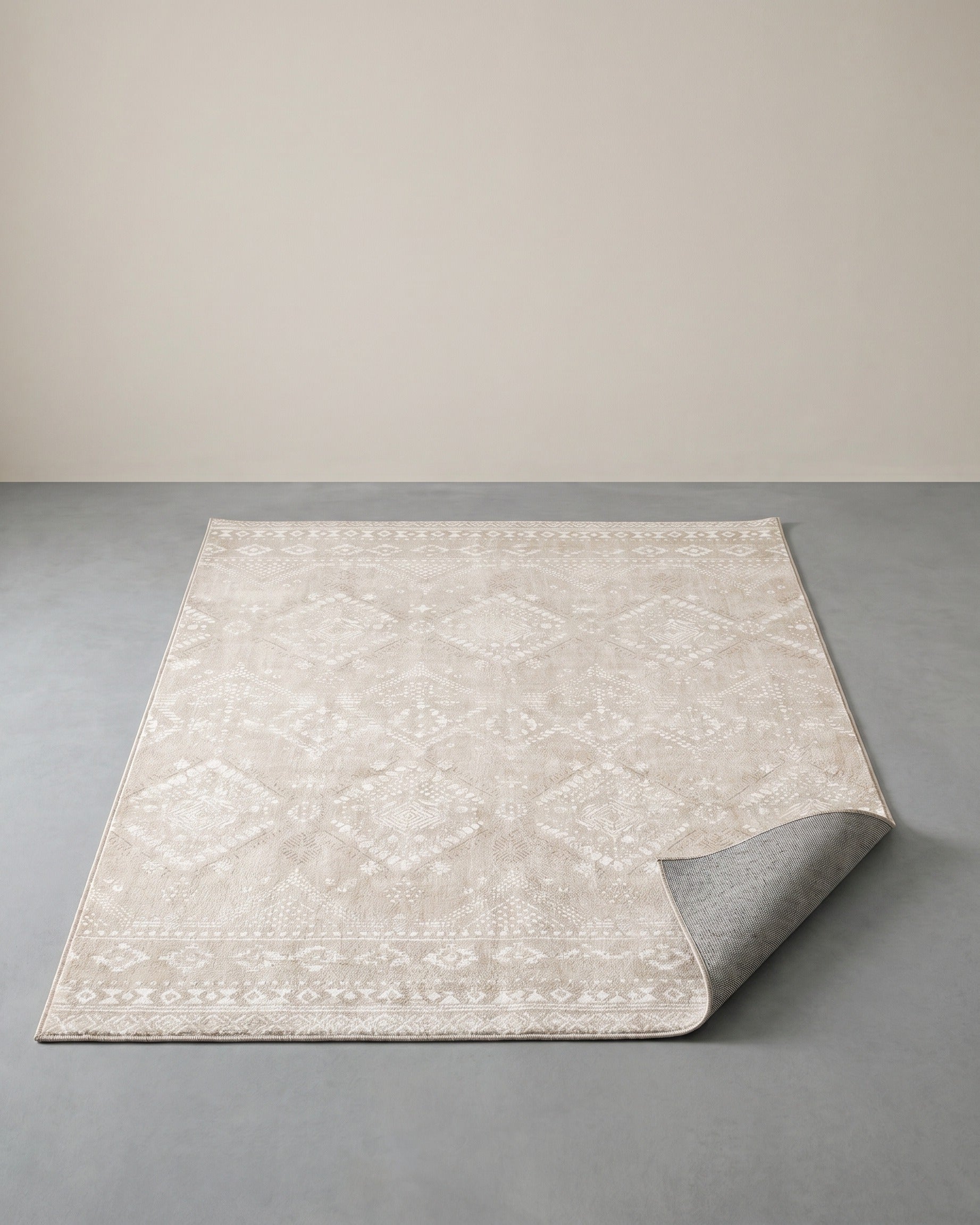 Boho Teppich 120x170 cm – Waschbar & Rutschfest – Weicher Flauschiger Teppich für Wohnzimmer und Schlafzimmer