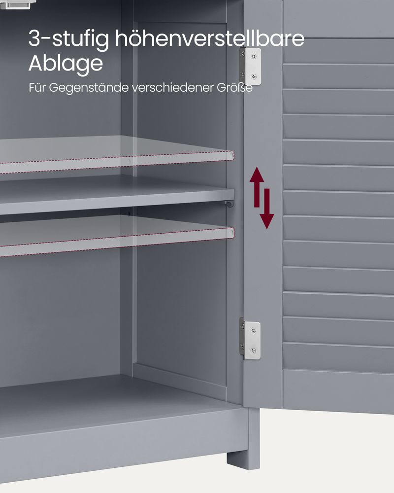 Badezimmerschrank mit Lamellentüren – feuchtigkeitsbeständig und praktisch