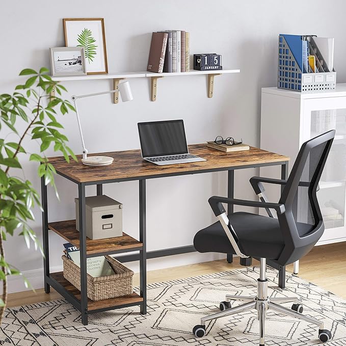 Schreibtisch - Computertisch - Schreibtisch mit 2 Ablageflächen rechts oder links - Industriedesign