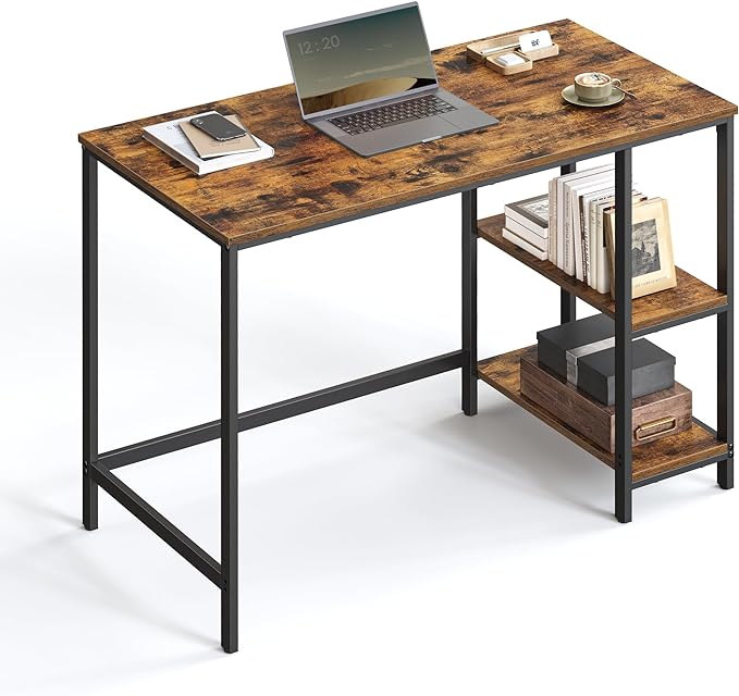 Schreibtisch - Computertisch - Schreibtisch mit 2 Ablageflächen rechts oder links - Industriedesign