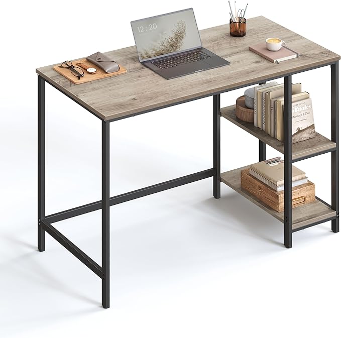 Schreibtisch - Computertisch - Schreibtisch mit 2 Ablageflächen rechts oder links - Industriedesign