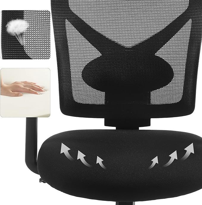 Bürostuhl - Ergonomischer Bürostuhl mit Wippmechanismus - Verstellbare Armlehnen - Netzgewebe