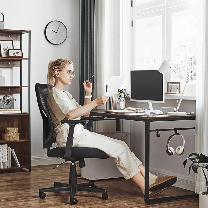 Bürostuhl - Ergonomischer Bürostuhl mit Wippmechanismus - Verstellbare Armlehnen - Netzgewebe
