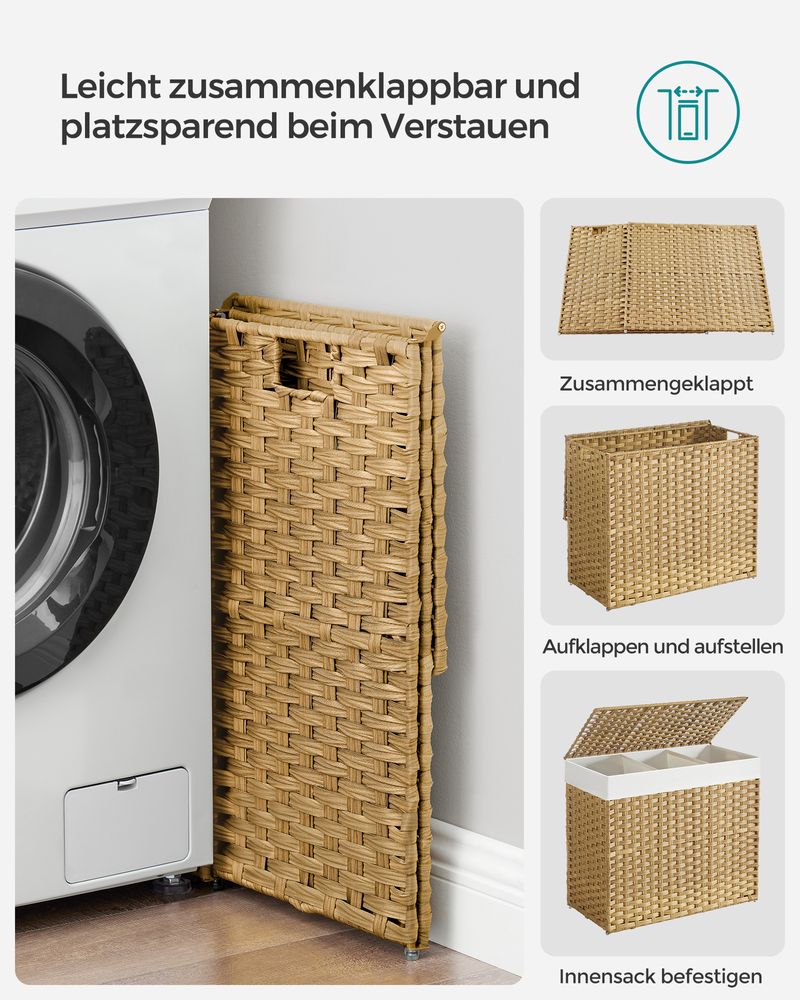 Handgeflochtener Wäschekorb – 140 oder 160 Liter Stauraum