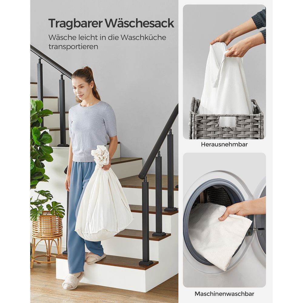 Handgeflochtener Wäschekorb – 140 oder 160 Liter Stauraum