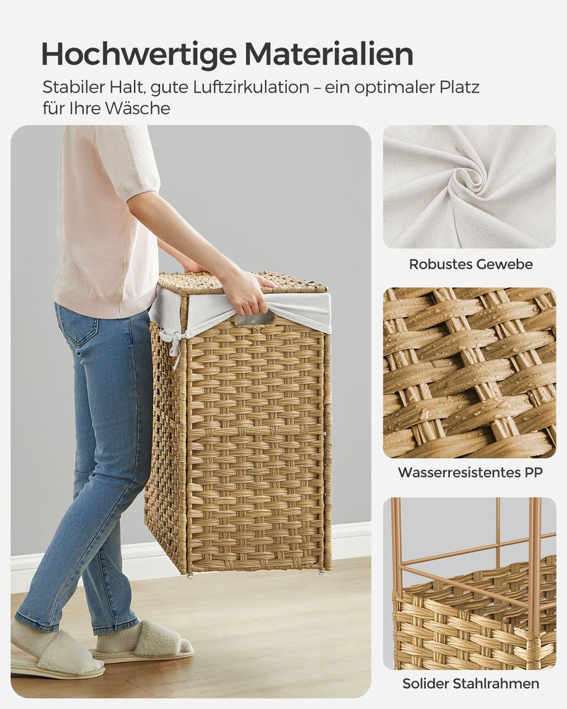 Handgeflochtener Wäschekorb – 140 oder 160 Liter Stauraum