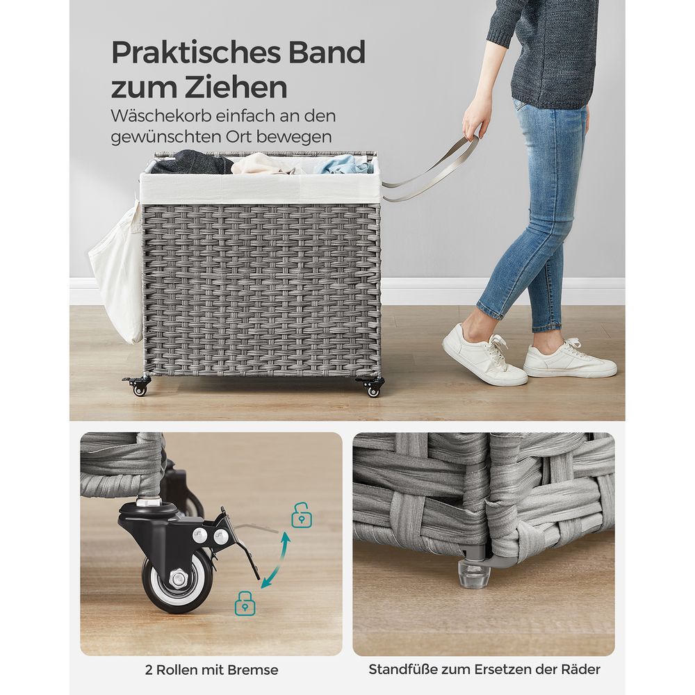 Handgeflochtener Wäschekorb – 140 oder 160 Liter Stauraum