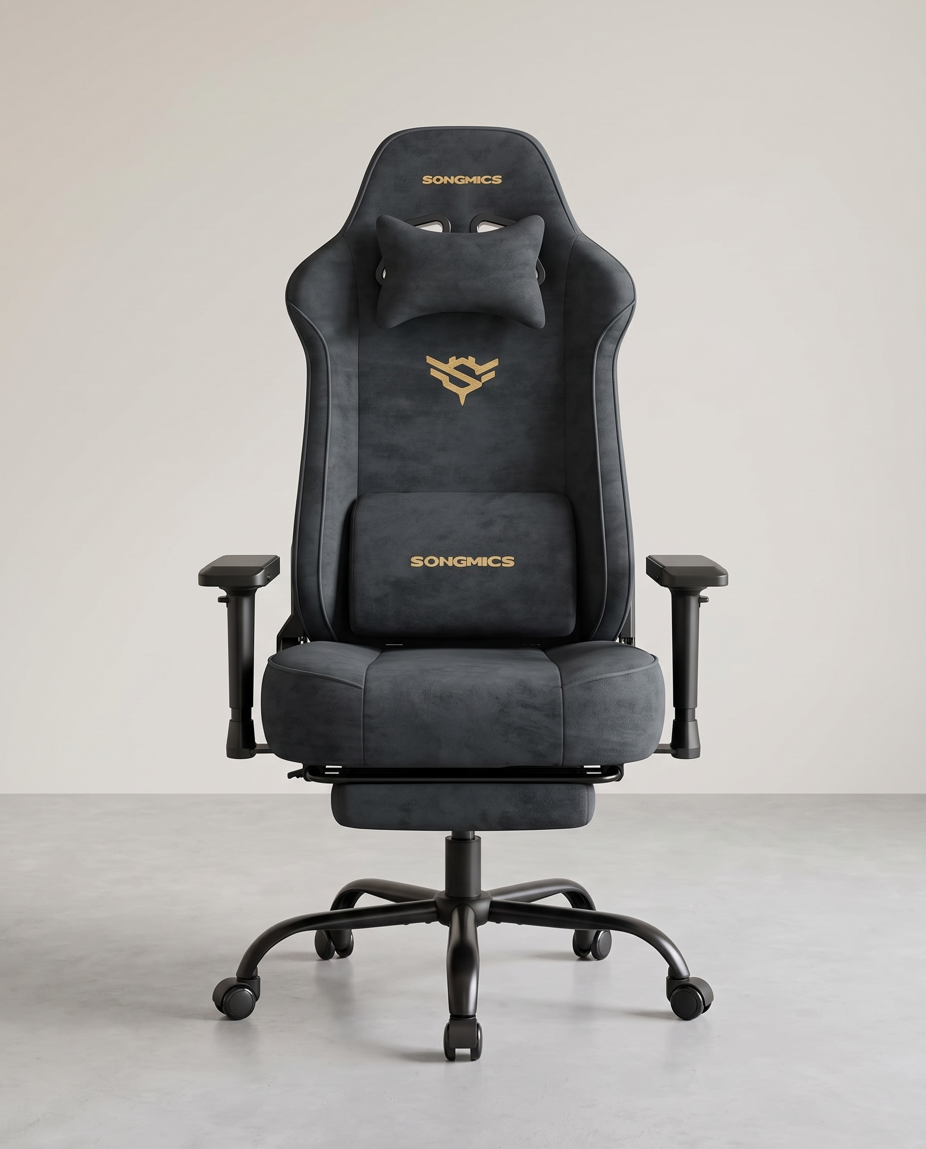 Gaming-Stuhl mit Taschenfederkern und Fußstütze – Kunstwildleder mit 4D-Armlehnen – bis 180 kg