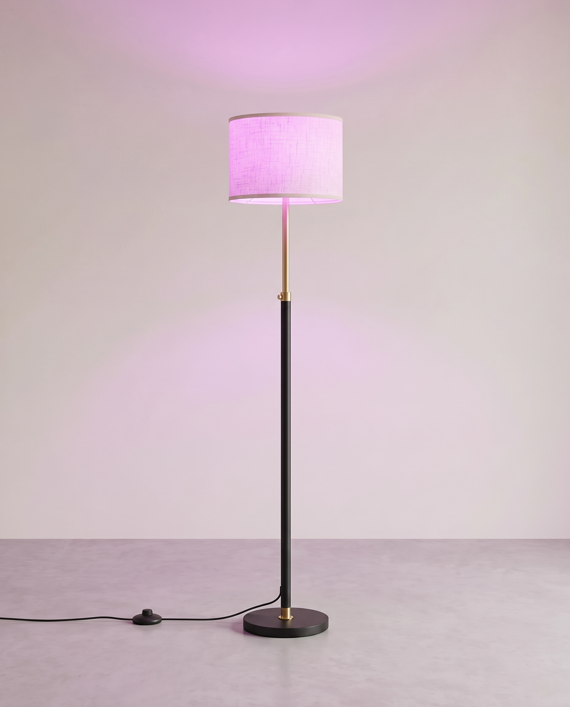 Stehlampe mit Stoffschirm – Höhenverstellbar – Inkl. LED-Leuchtmittel – Gold-Schwarz