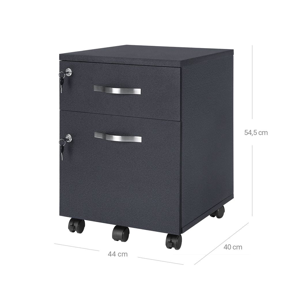 Schubladenelement mit Schloss – Aktenschrank mit 2 Schubladen und verstellbaren Stangen