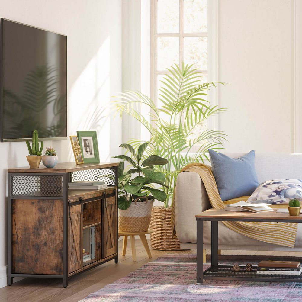 Country-TV-Schrank mit Scheunentüren – Stabiles & geräumiges Design
