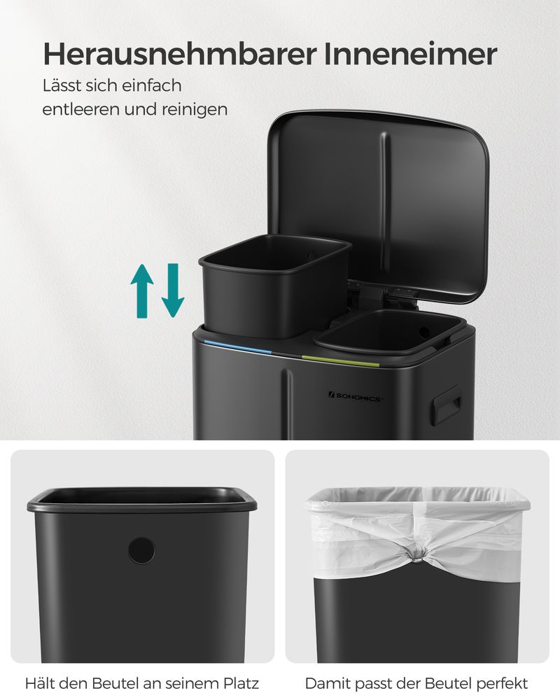 Treteimer 40L - Mit 2 Inneneimern - Mülltrennung
