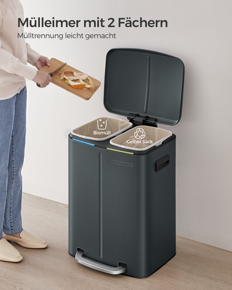 Treteimer 40L - Mit 2 Inneneimern - Mülltrennung